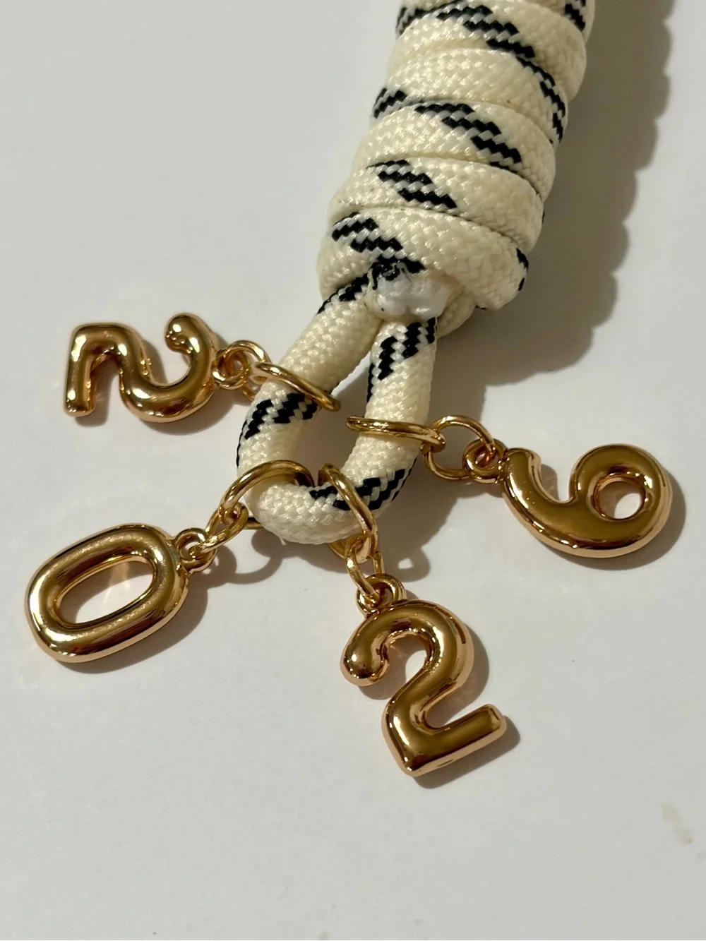 Grad Bubble Letter Bag/Key Charm In Gold And Red Enamel